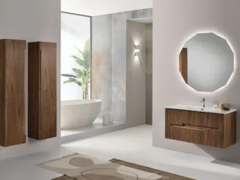 Il mobile da bagno sospeso Righe 04 di Bluelife unisce design lineare e funzionalità moderna per il 