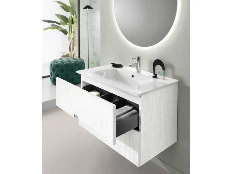 Mobile da Bagno Righe Larice Bianco in pvc effetto legno di Modo Bluelife