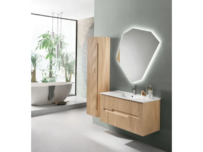 Mobile da Bagno sospeso Righe Rovere Chiaro di Modo Bluelife