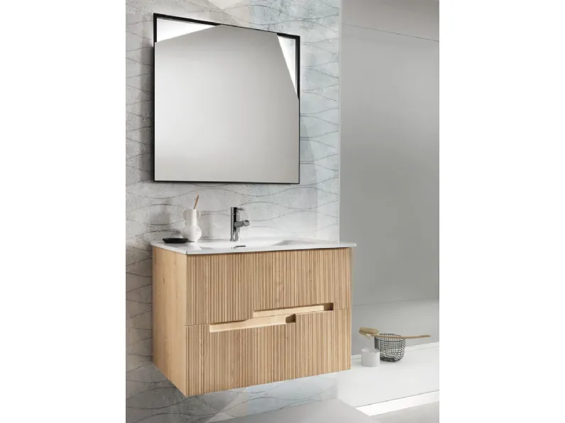 Mobile da Bagno sospeso Righe Rovere Chiaro di Modo Bluelife