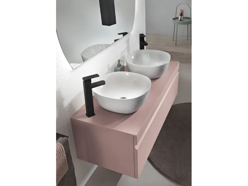 Mobile da Bagno Rio Rosa Polvere con 2 lavabi di Bluelife