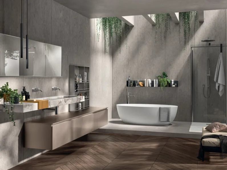 Mobile da Bagno Rivo Laccato Opaco Perlato Pas Dosé di Scavolini Bathrooms