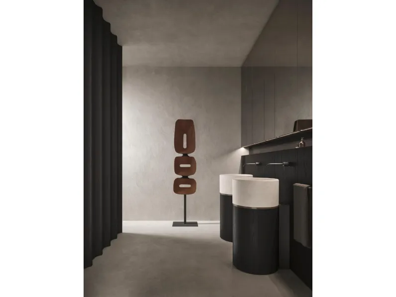 Lavabo Verticale in Rovere Carbone e Marmo Roma 24 04 di Milldue
