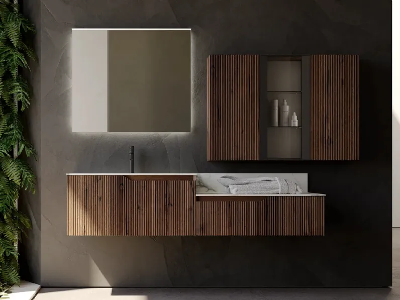 Mobile da Bagno sospeso Rustech RT25 in Rovere cannettato rustico termocotto di Arteba