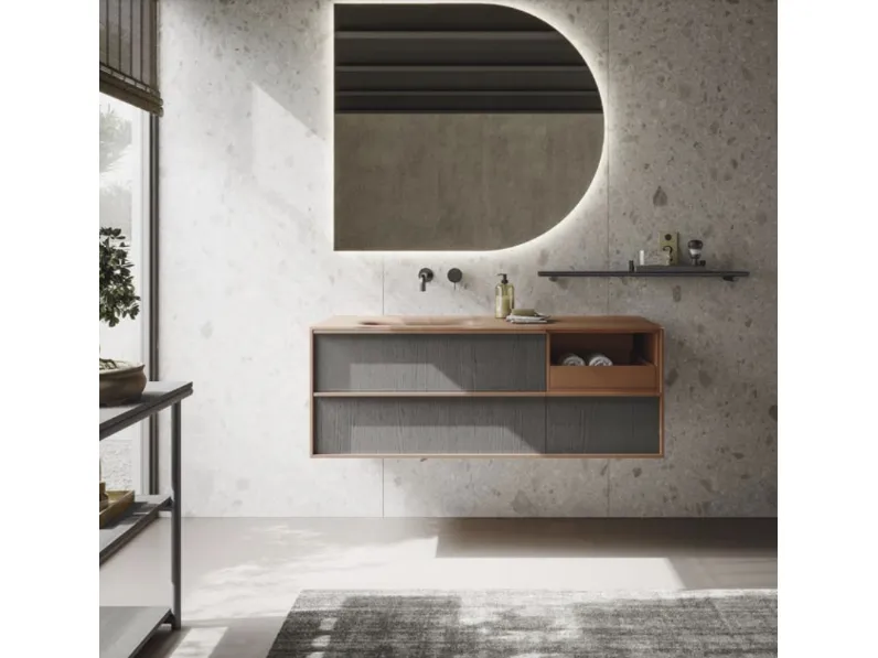 Mobile da Bagno sospeso in rovere fumo Sartus 08 di Novello