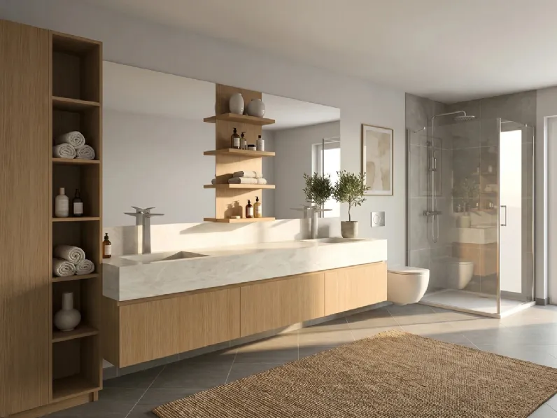 Mobile da Bagno moderno SB03 in rovere di Scandola