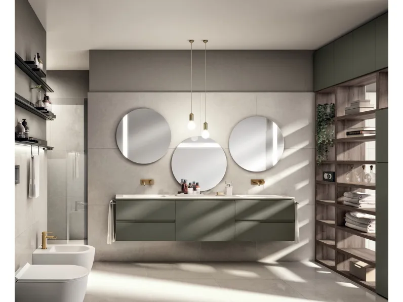Mobile da Bagno Juno Laccato Opaco Verde Minerale di Scavolini Bathrooms