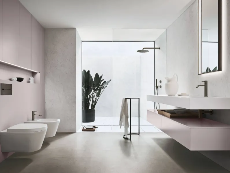 Mobile da Bagno sospeso in laccato opaco ametista Sintesi 24 08 di Milldue