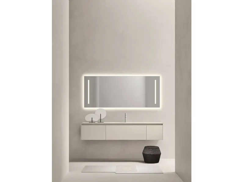 Mobile da Bagno sospeso in laccato opaco con top in vetro acidato Sintesi 24 11 di Milldue