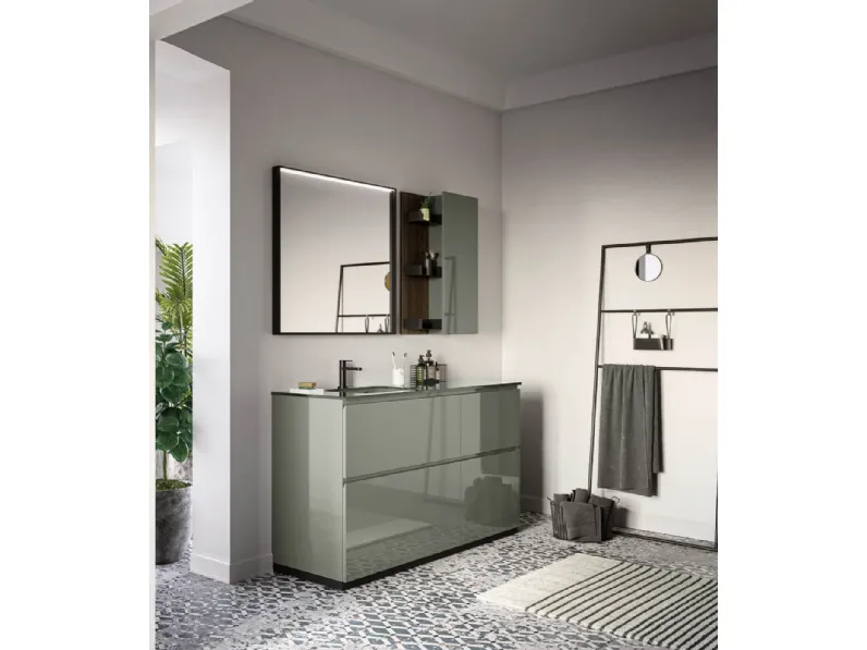 Mobile da Bagno a terra laccato lucido Sistema Gola 12 di Puntotre