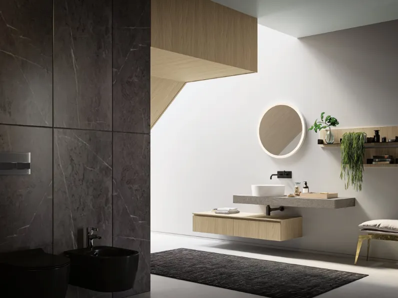 Mobile da Bagno sospeso in laminato Sistema Gola 08 di Puntotre