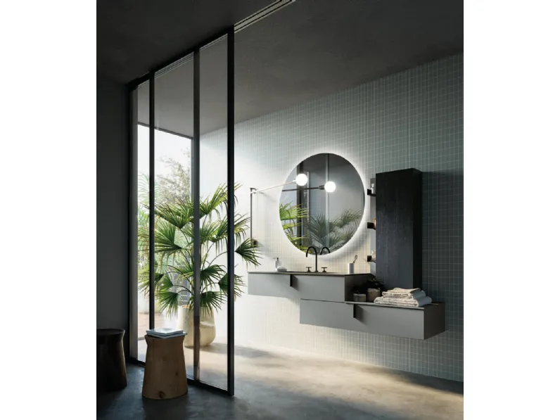 Mobile da Bagno sospeso laccato opaco Sistema Maniglia 18 di Puntotre