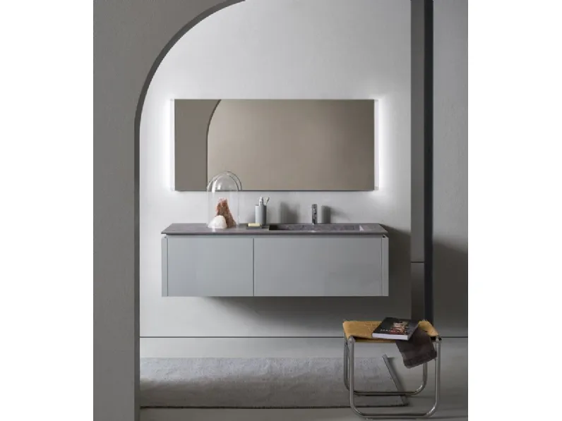 Mobile da Bagno Square 102 in laccato lucido Grigio Agata di Pirovano Bagni