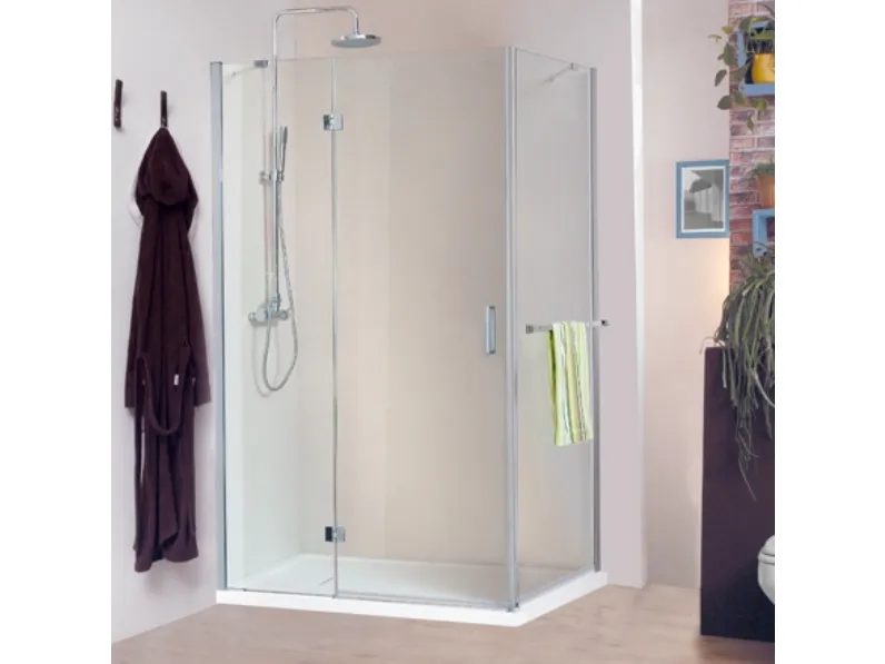 Box Doccia ad angolo con porta asciugamano, ad ante  battenti Stile Libero di Megius