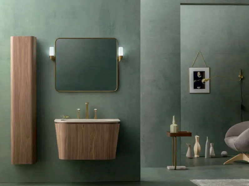 Mobile da Bagno sospeso Suede 02 in Noce Canaletto di Cerasa