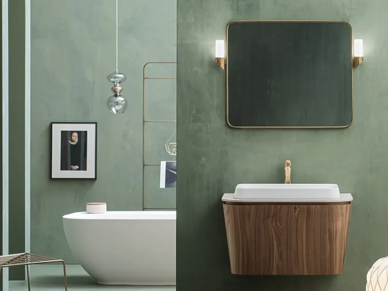 Mobile da Bagno sospeso Suede 02 in Noce Canaletto di Cerasa