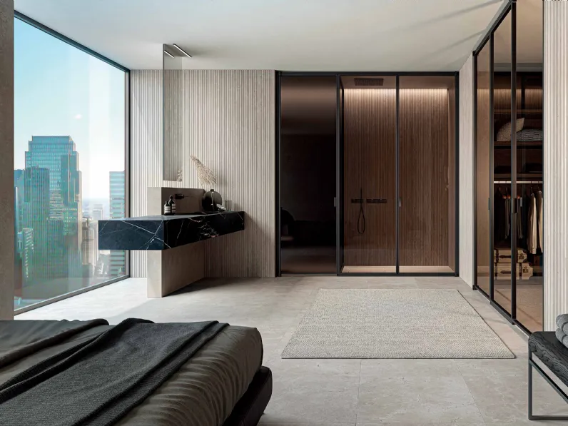 Box Doccia modulabile in cristallo e alluminio Suite di Vismaravetro