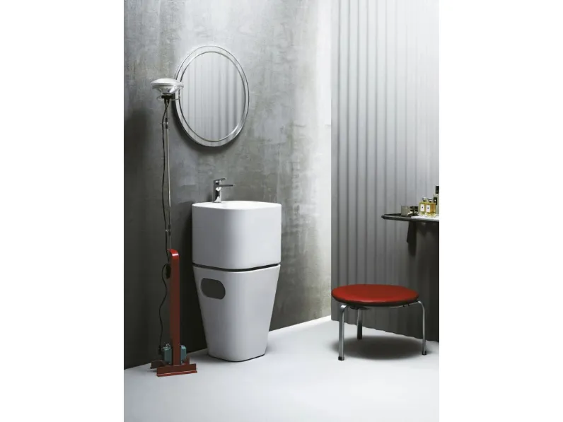 Lavabo Tandem 01 in ceramica con cesto contenitore di Azzurra Ceramica