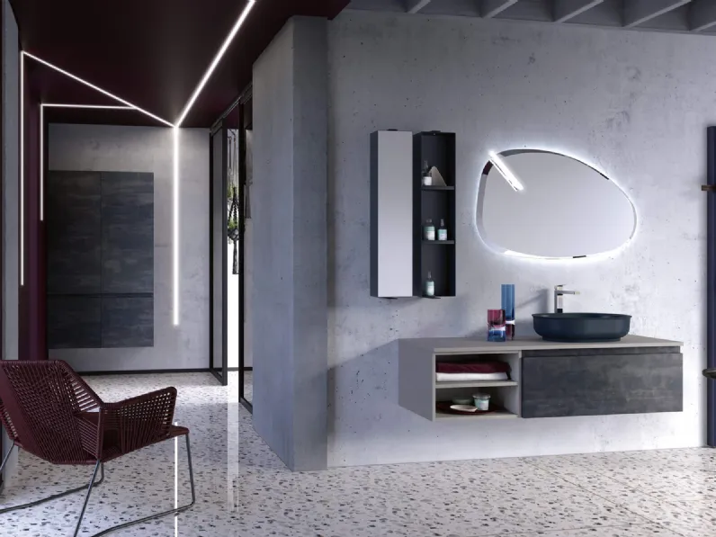 Mobile da Bagno sospeso Thai 311 in materico Basalto e Deserto di Rab Arredobagno