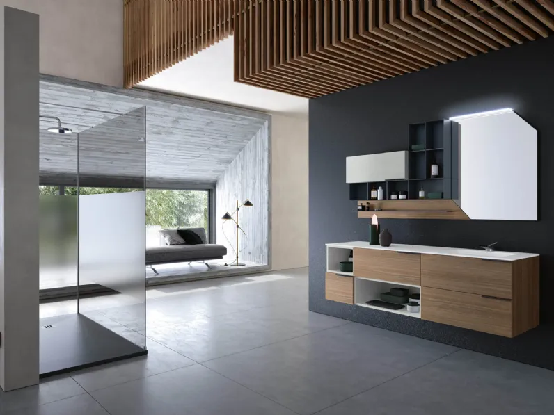 Mobile da Bagno sospeso Thai 315 in materico Cannella e Talco di Rab Arredobagno