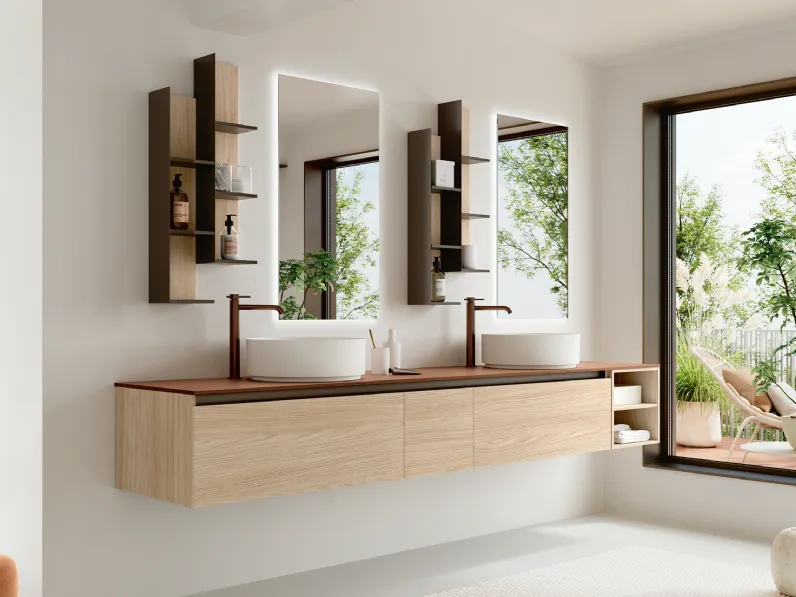 Mobile da Bagno sospeso Thai 405 in materico rovere di Rab Arredobagno