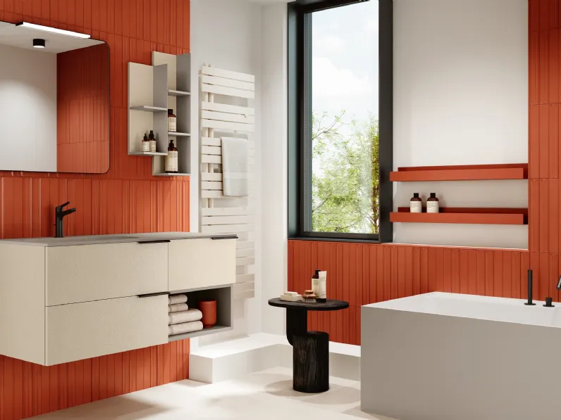 Mobile da Bagno sospeso Thai 408 in materico vaniglia di Rab Arredobagno