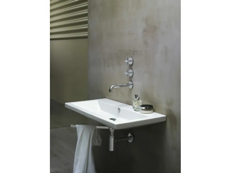Lavabo in ceramica dlla linea minimale Thin 02 di Azzurra Ceramica