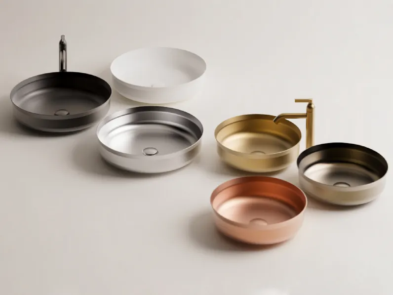 Lavabo da appoggio di design Undici in acciaio di Agape