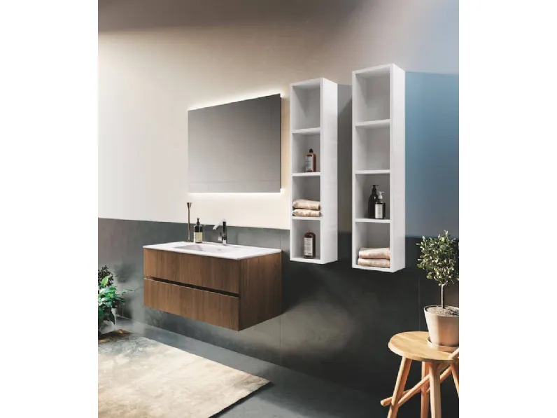 Mobile da Bagno sospeso in melaminico Noce Italia Up & Down 07 di Puntotre