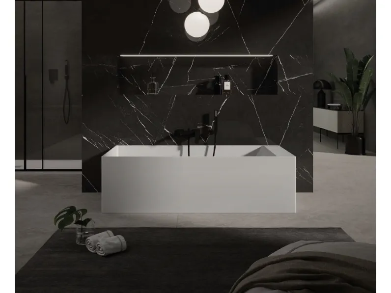 Vasca da Bagno freestanding Nur in solid surface bianco opaco di Vanita Docce