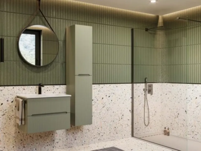 Mobile da Bagno Verso 02 finitura verde foresta di Legnobagno