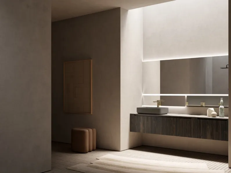 Mobile da Bagno sospeso in polimerico finitura effetto legno Vertigo Evolution 07 di Puntotre