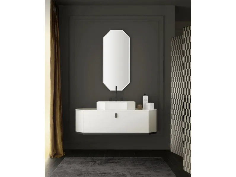 Mobile da Bagno sospeso Vitage Dandy 02 in laccato bianco lucido di Milldue