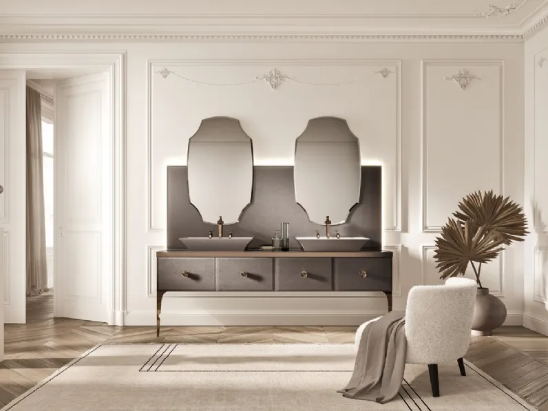 Mobile da Bagno Vitage Majestic 09 in vetro extrachiaro elephant bronze di Milldue