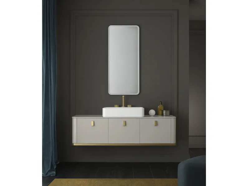 Mobile da Bagno sospeso Vitage Tailor 01 in laccato ghiaia lucido di Milldue
