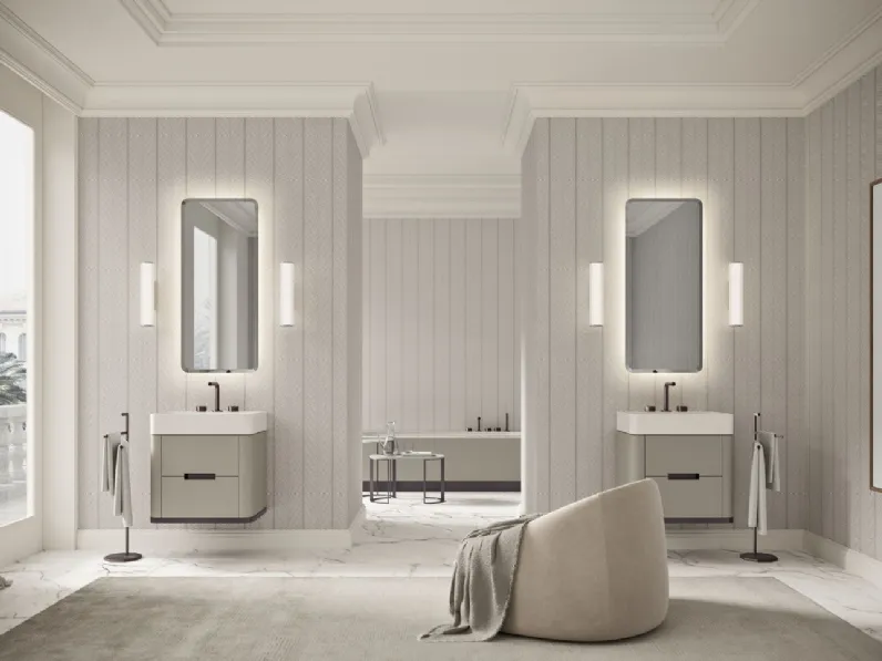 Mobile da Bagno sospeso Vitage Tailor 04 in laccato agata opaco di Milldue