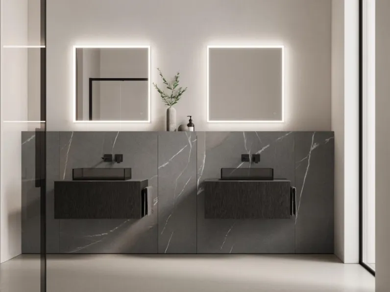 Mobile da Bagno in rovere moro Wall Home1 B2 di Ideagroup