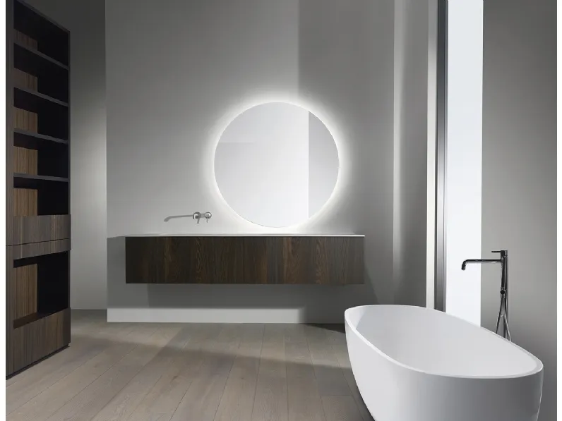 Mobile da Bagno Wall Rovere Thermo con specchio tondo di Casabath