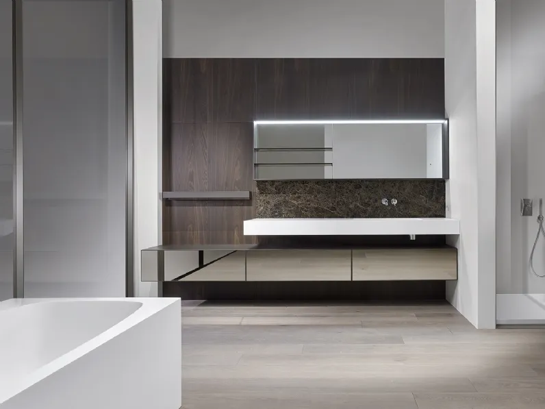 Mobile da bagno Wave con frontali a specchio finitura Bronzo di Casabath