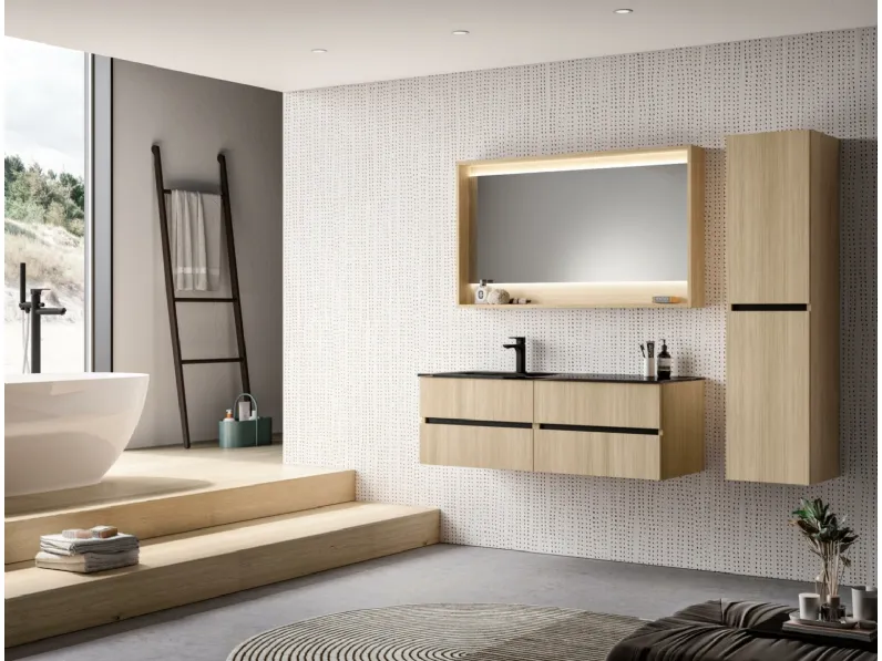 Mobile da Bagno sospeso in laminato essenza rovere wild 03 di GB Group