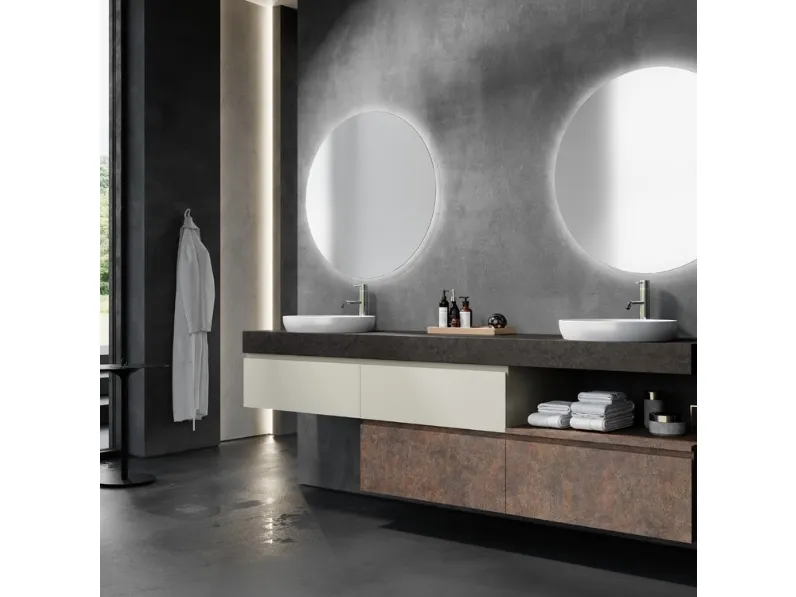 Mobile da Bagno sospeso in melaminico e HPL Woodal Comp 03 di Maxbagni