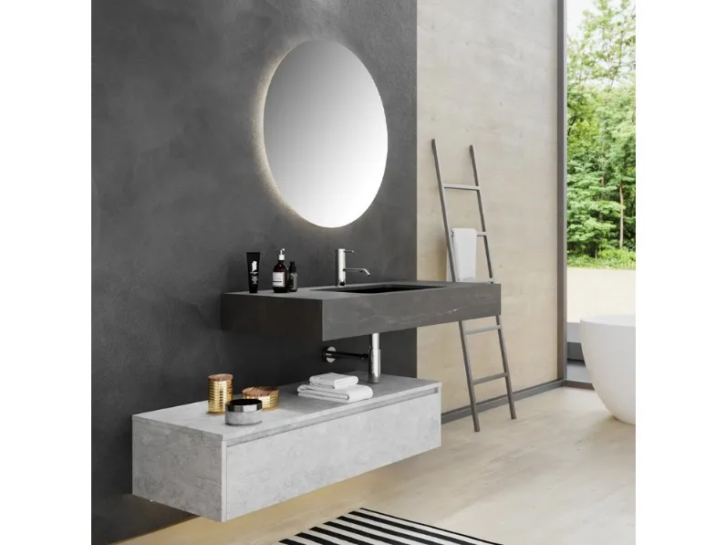 Mobile da Bagno sospeso in melaminico e HPL Woodal Top Comp 02 di Maxbagni