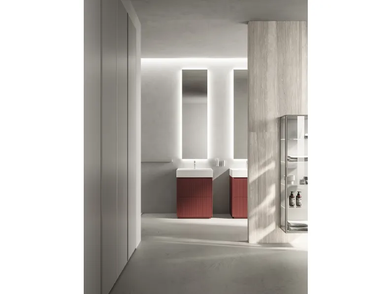 Mobile da Bagno a terra XS Color in Rovere laccato Corallo di Casabath
