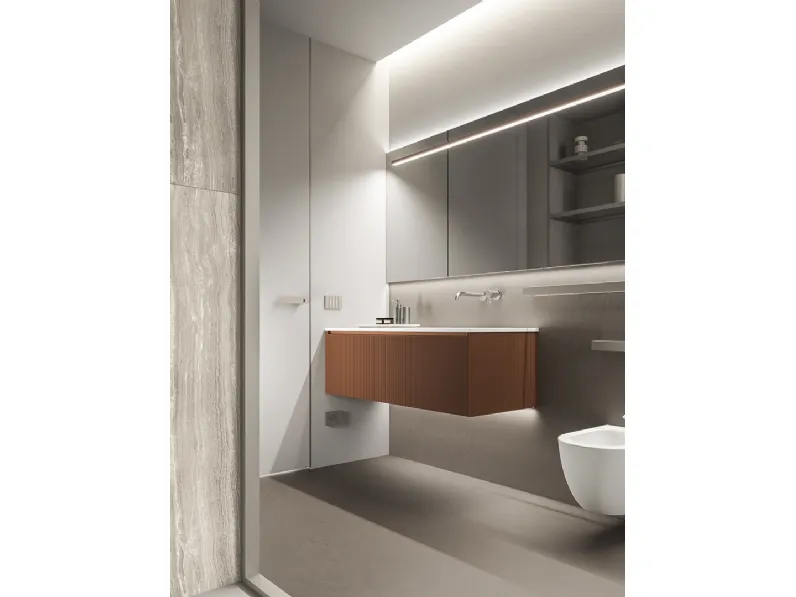 Mobile da Bagno sospeso XS Color in Rovere laccato Terracotta di Casabath