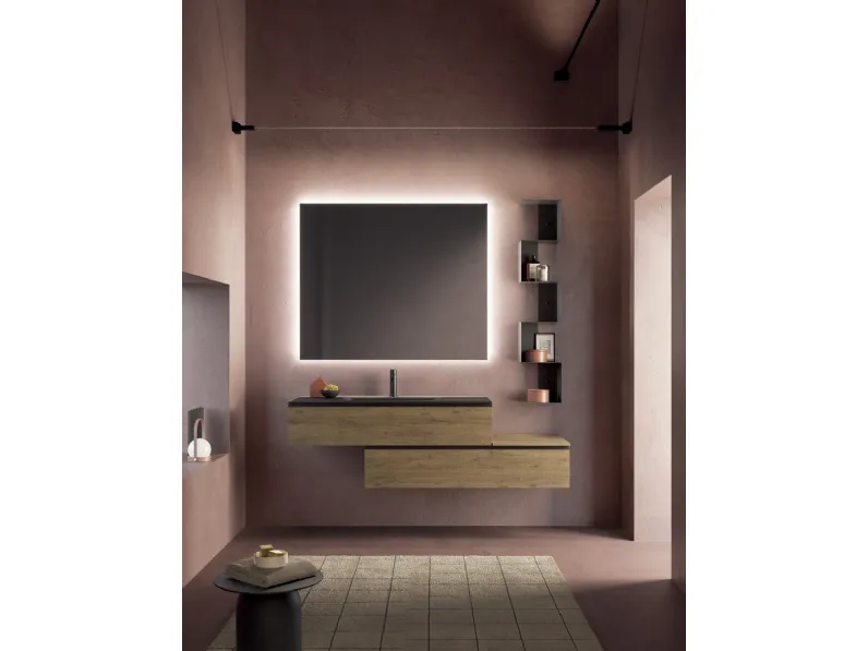Mobile da Bagno Yang 11 in melaminico Nodato Miele di Ardeco
