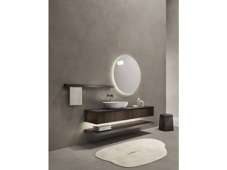 Mobile da Bagno sospeso in rovere termocotto e laccato opaco Zenit 24 06 di Milldue