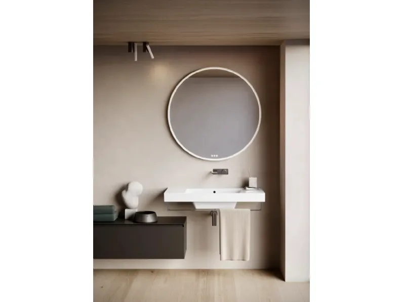 Lavabo Zero con ripiani laterali di Ceramica Catalano