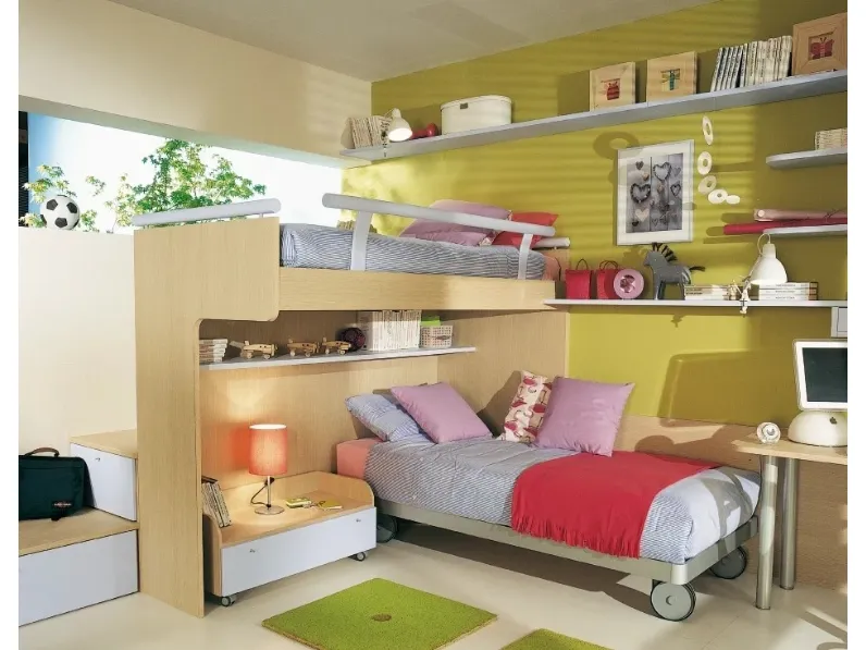 Cameretta con letti a castello in melaminico Arcamagica 03 di Sangiorgio