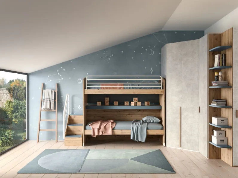 Camera con letto a castello e armadio angolare Room 160 di Zg Mobili