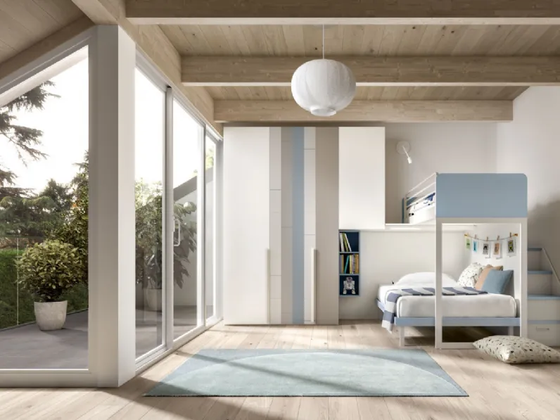 Camera con soppalco Room 163 con armadio dalle ante personalizzabili di Zg Mobili